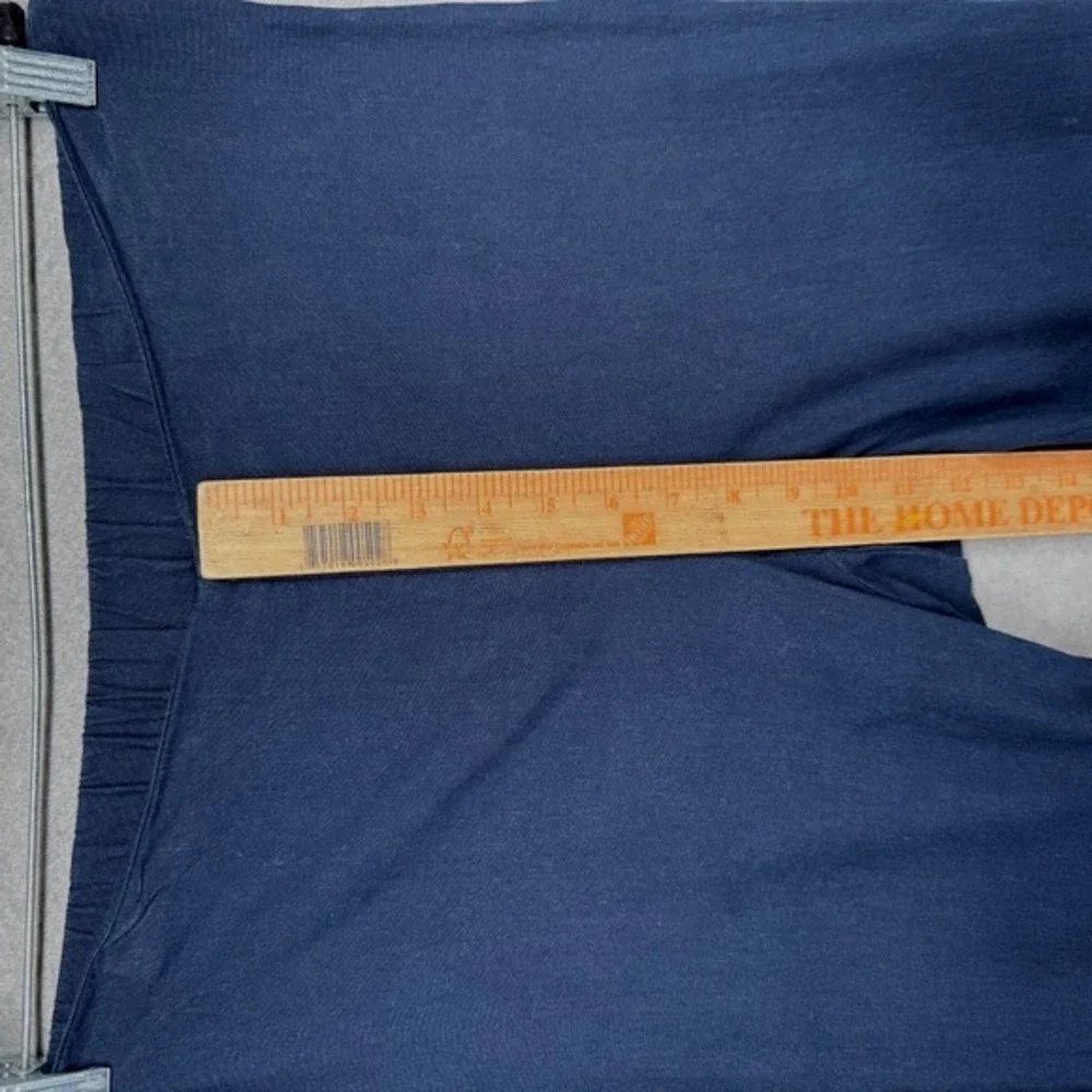 J Jill Pants Women Size M Navy Linen Stretch Button Ankle Capri Coastal Side Zip - Picture 5 of 12